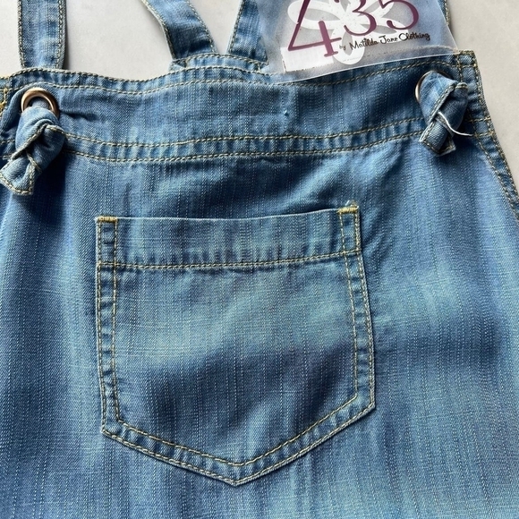 Matilda Jane Okay Gigi sz 16 blue denim chambray shortalls new K52 - Picture 4 of 5